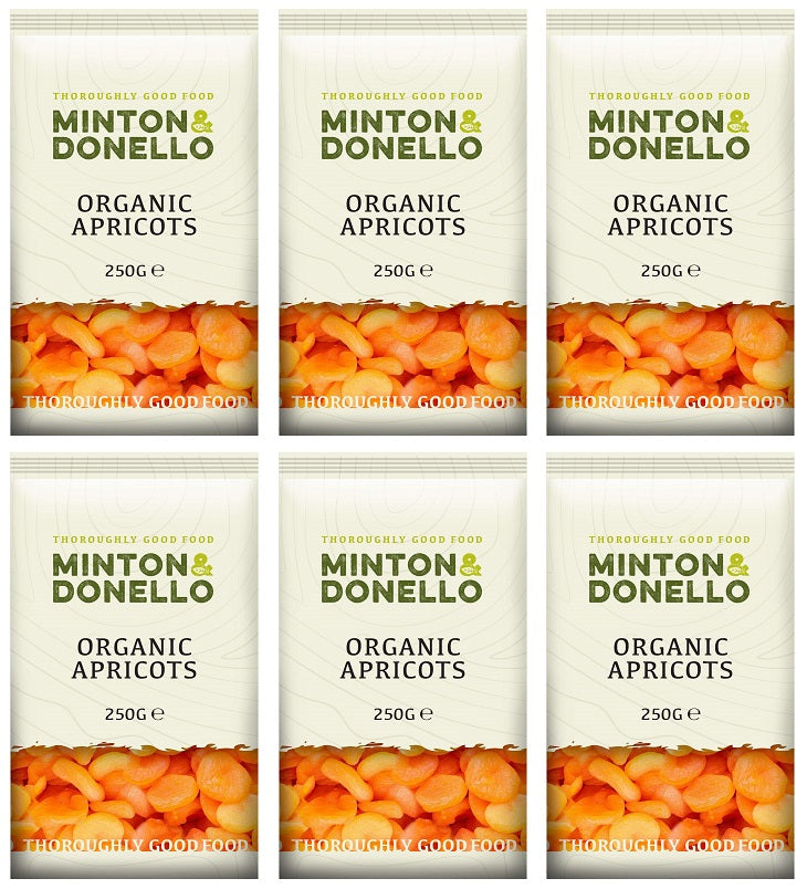 6 x Minton & Donello Organic Apricots - 250g