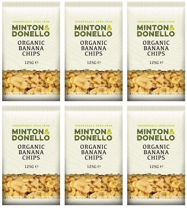 6 x Minton & Donello Organic Banana Chips - 125g