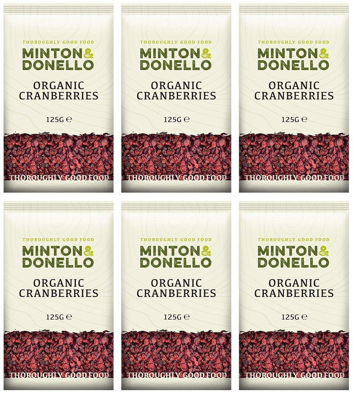 6 x Minton & Donello Organic Cranberries - 125g