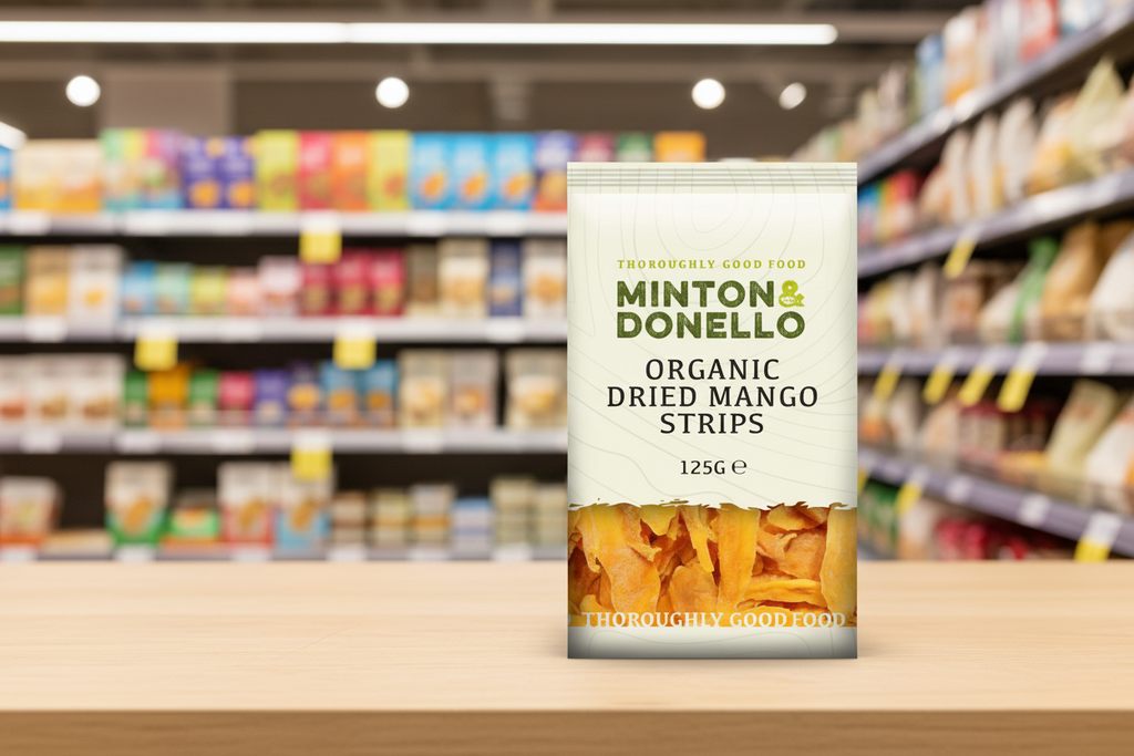 6 x Minton & Donello Organic Dried Mango Strips - 125g