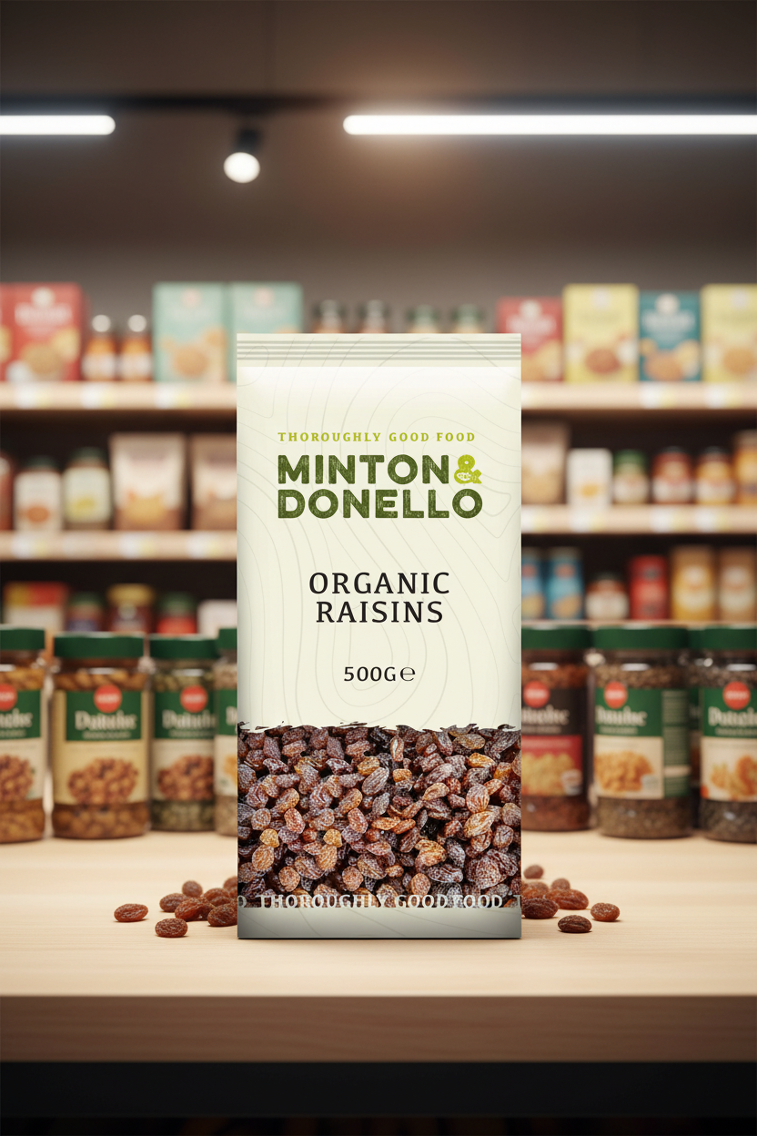 6 x Minton & Donello Organic Raisins - 500g