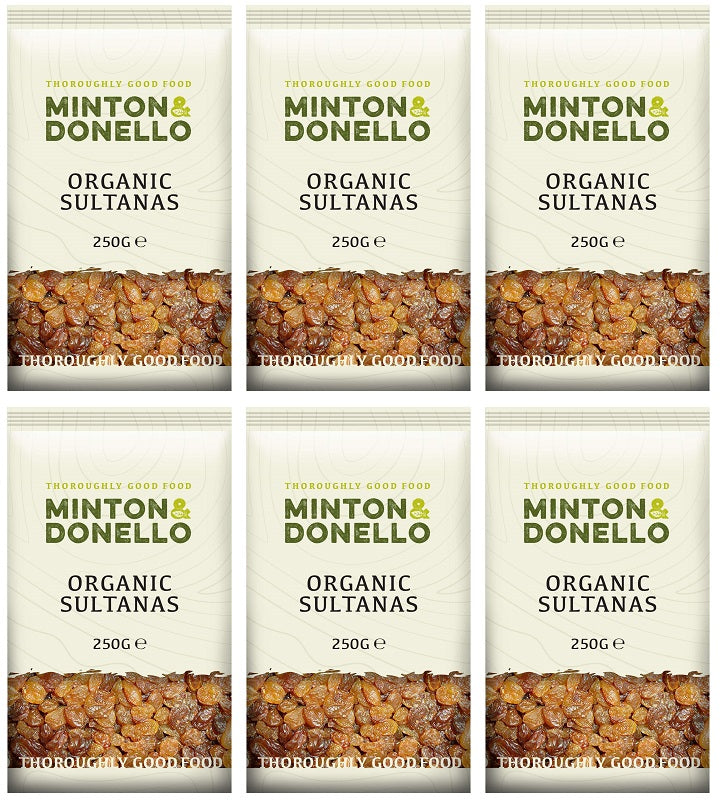 6 x Minton & Donello Organic Sultanas - 250g