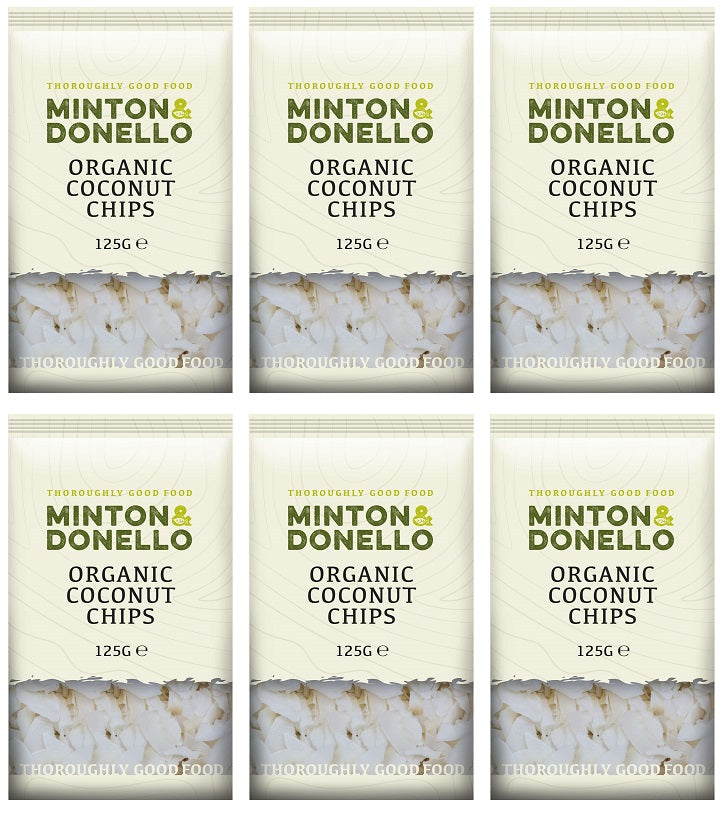 6 x Minton & Donello Organic Coconut Chips - 125g