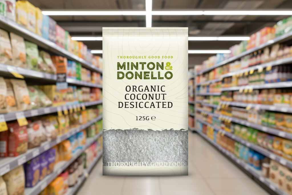 6 x Minton & Donello Organic Coconut Desiccated - 125g