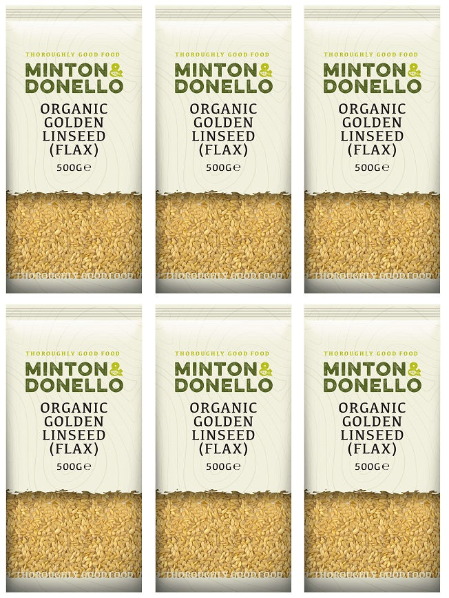 6 x Minton & Donello Organic Golden Linseed Flax - 500g