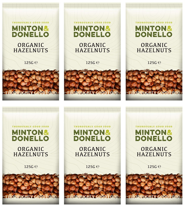 6 x Minton & Donello Organic Hazelnuts Whole - 125g