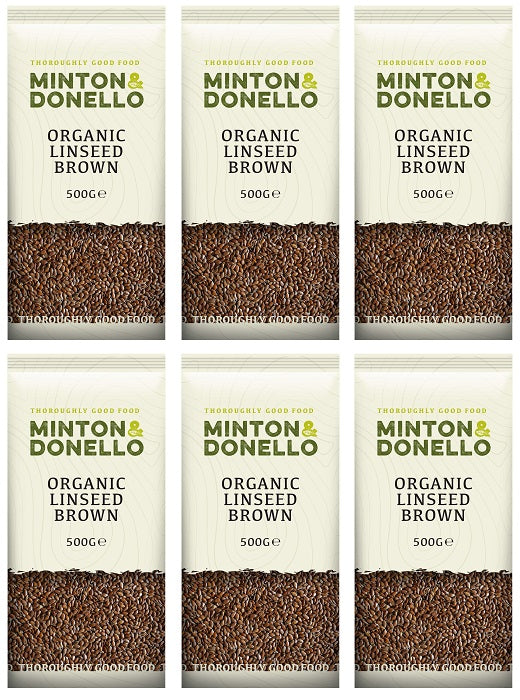 6 x Minton & Donello Organic Linseed Brown - 500g