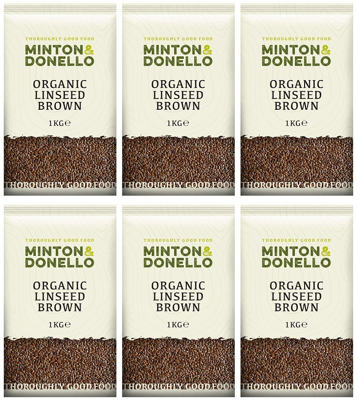 6 x Minton & Donello Organic Linseed Brown - 1000g