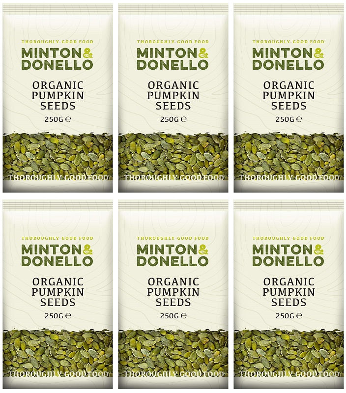6 x Minton & Donello Organic Pumpkin Seeds - 250g