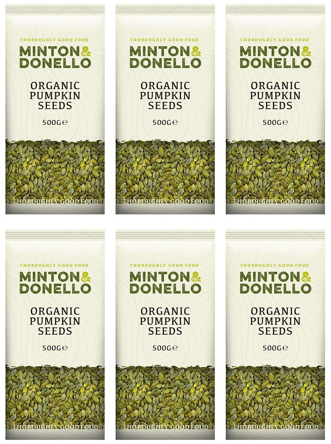 6 x Minton & Donello Organic Pumpkin Seeds - 500g