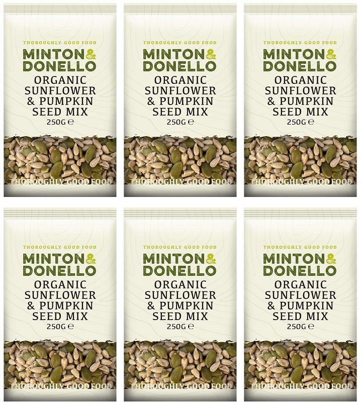 6 x Minton & Donello Organic Sunflower & Pumpkin Mix - 250g