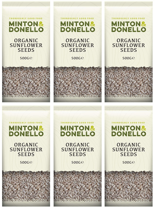 6 x Minton & Donello Organic Sunflower Seeds - 500g