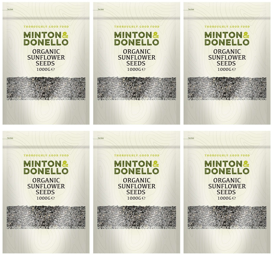 6 x Minton & Donello Organic Sunflower Seeds - 1000g