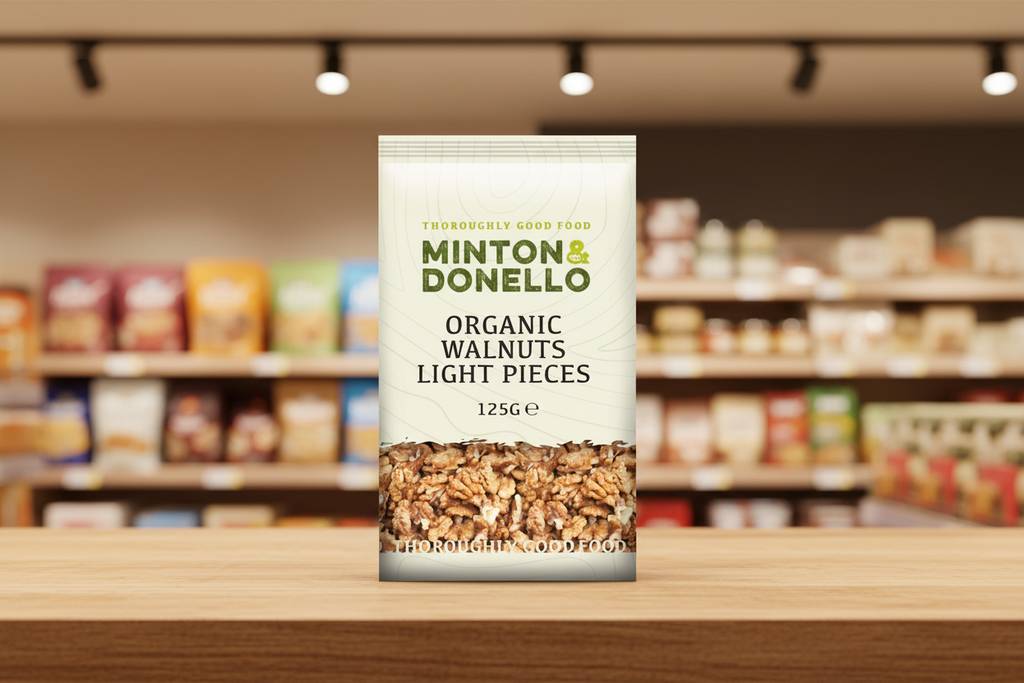 6 x Minton & Donello Organic Walnuts Light Halves - 125g