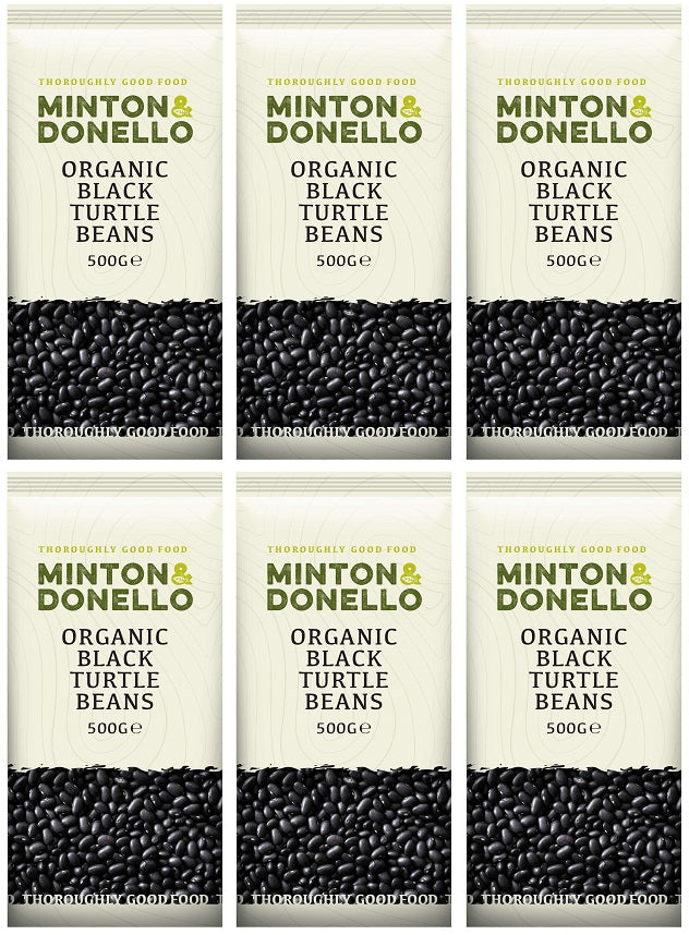 6 x Minton & Donello Organic Black Turtle Beans - 500g
