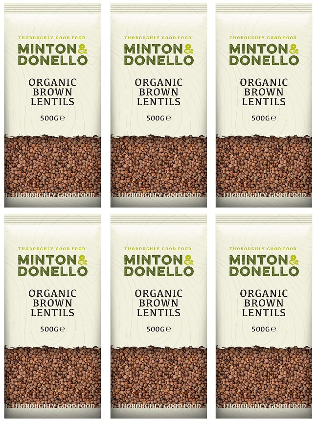 6 x Minton & Donello Organic Brown Lentils - 500g