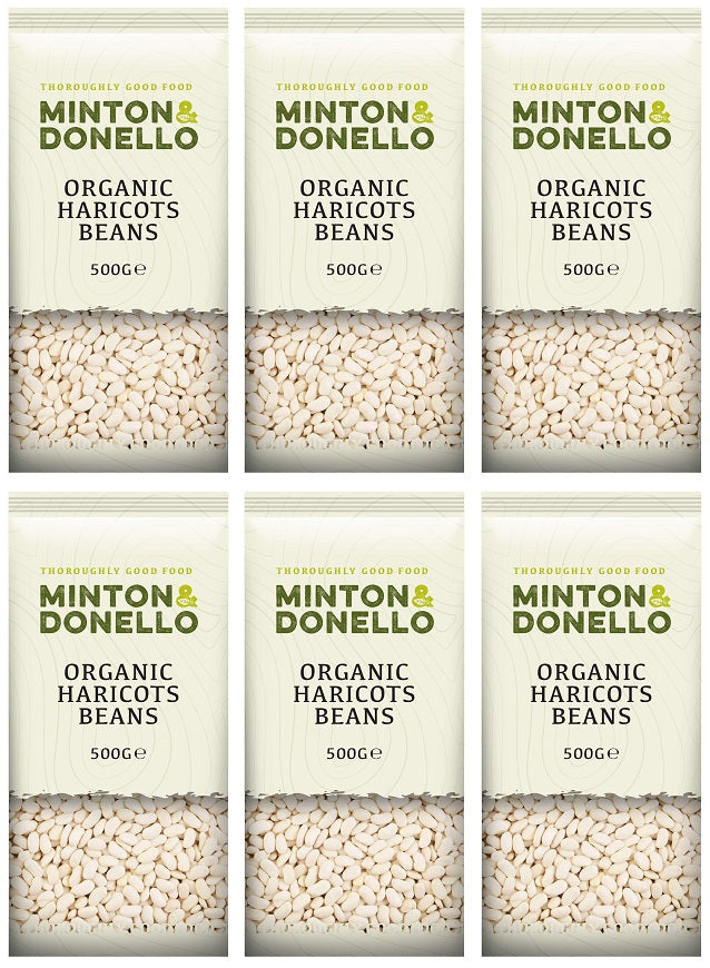 6 x Minton & Donello Organic Haricots Beans - 500g