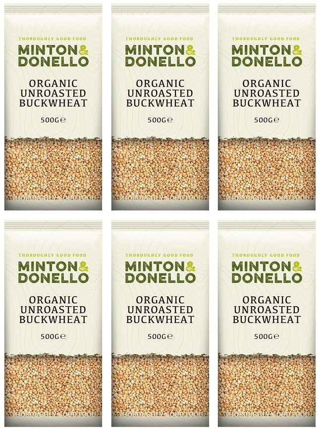 6 x Minton & Donello Organic Buckwheat Hulled Unroasted - 500g