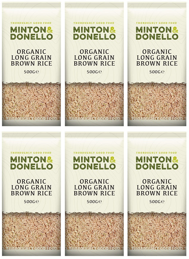 6 x Minton & Donello Organic Long Grain Brown Rice - 500g