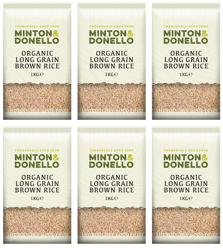 6 x Minton & Donello Organic Long Grain Brown Rice - 1000g