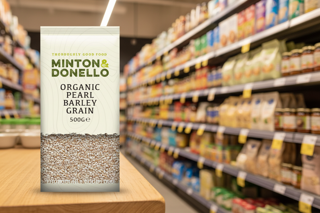 6 x Minton & Donello Organic Pearl Barley Grain - 500g