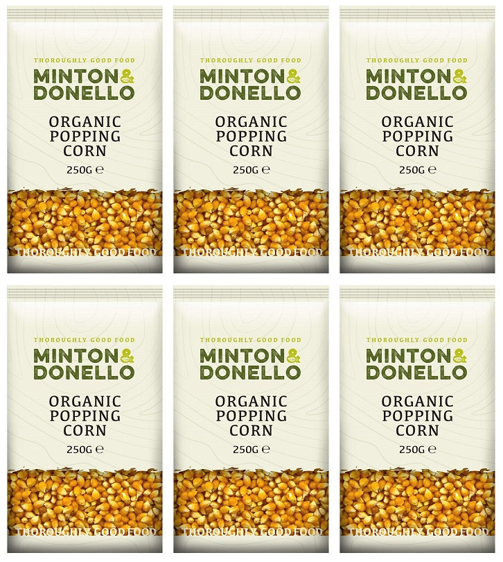 6 x Minton & Donello Organic Popcorn - 500g