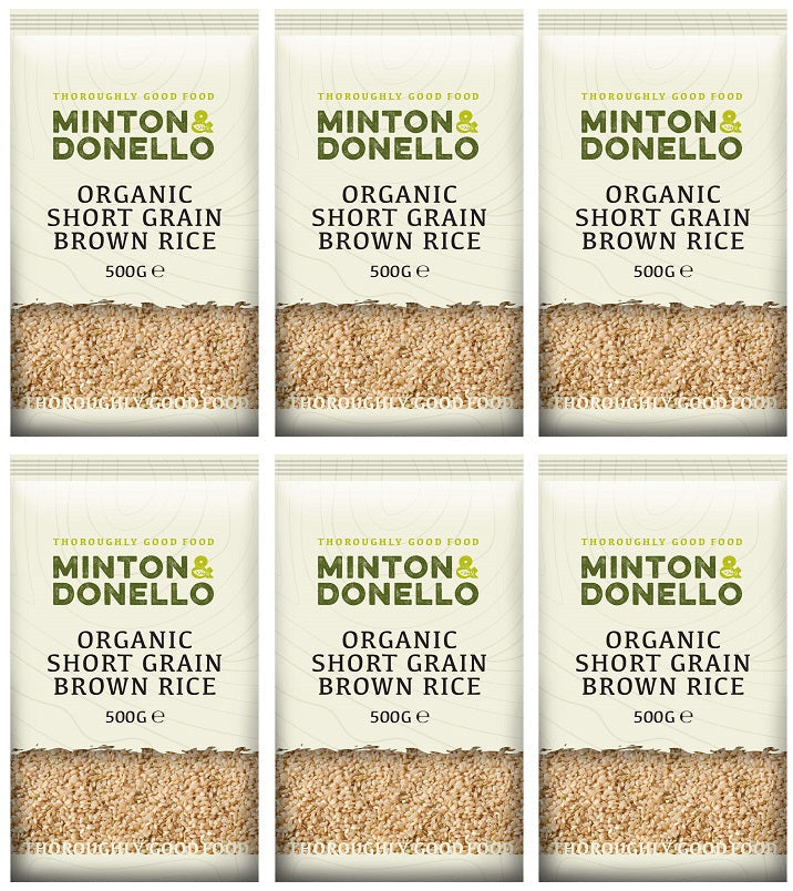 6 x Minton & Donello Organic Short Grain Brown Rice - 500g