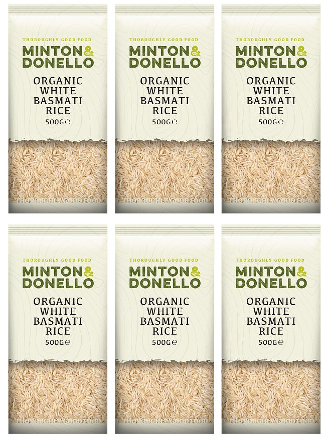 6 x Minton & Donello Organic White Basmati Rice - 500g