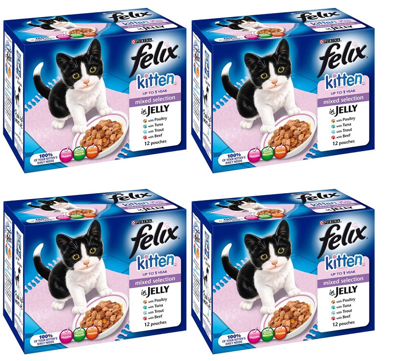 4 x Felix Kitten Mixed Selection In Jelly Cat Food 12X85G