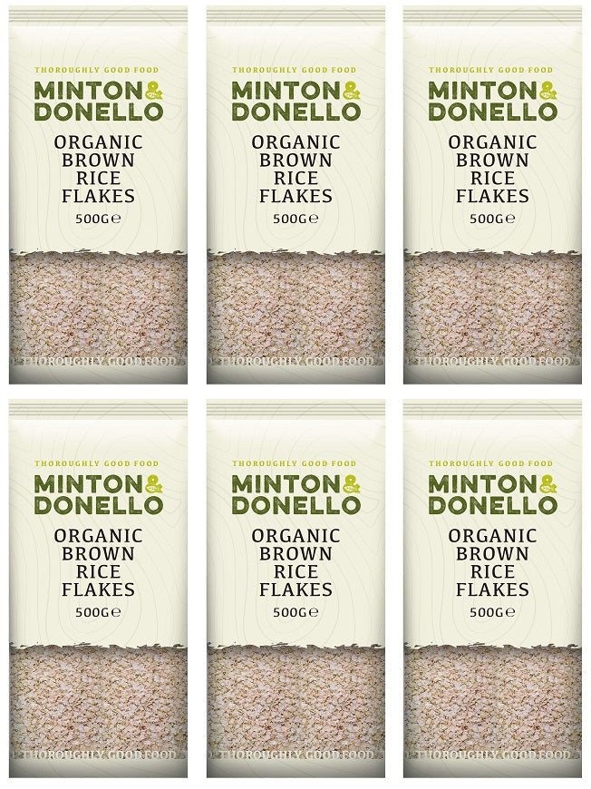 6 x Minton & Donello Organic Brown Rice Flakes - 500g