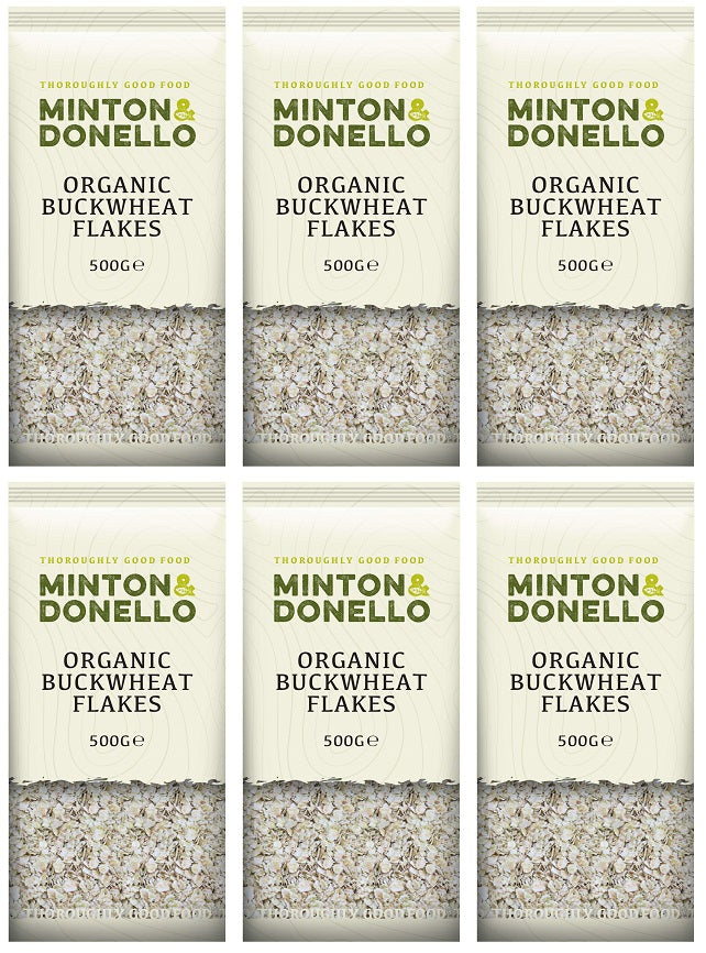 6 x Minton & Donello Organic Buckwheat Flakes - 500g