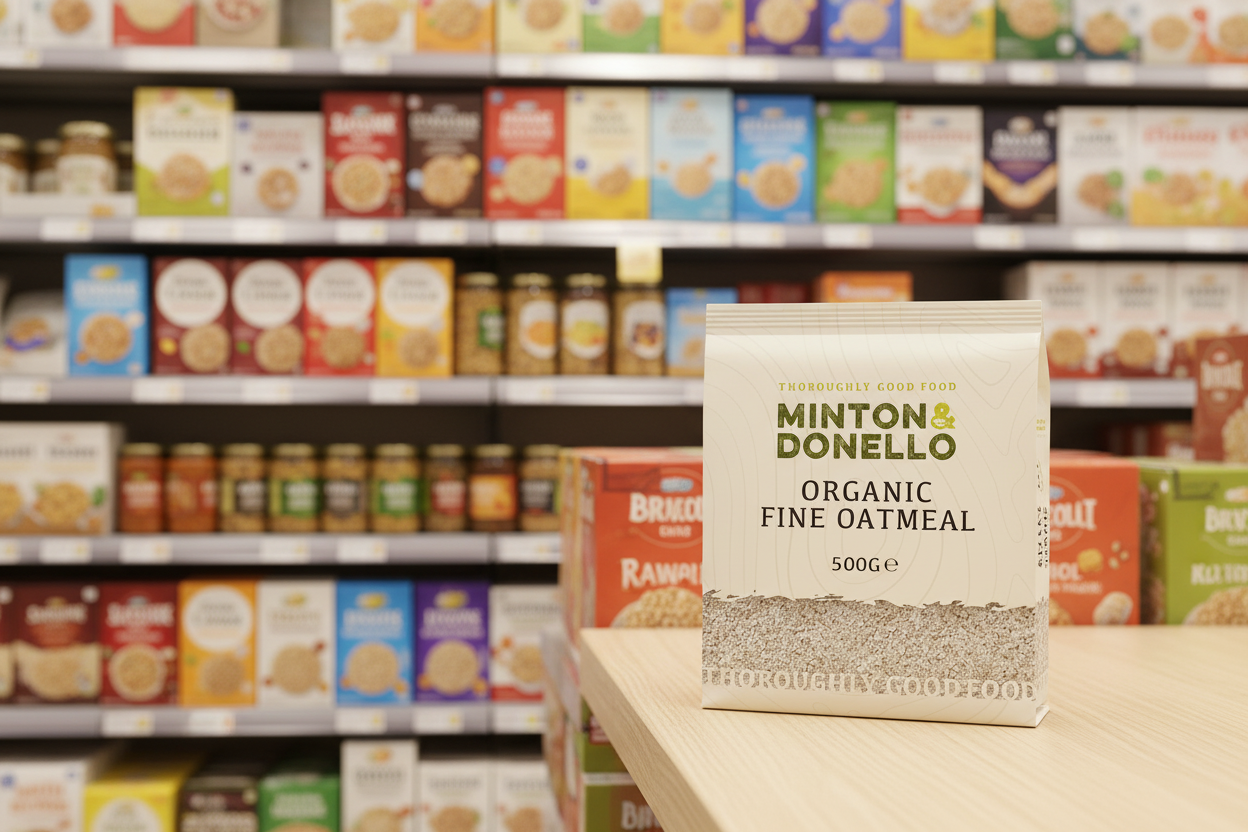 6 x Minton & Donello Organic Fine Oatmeal - 500g