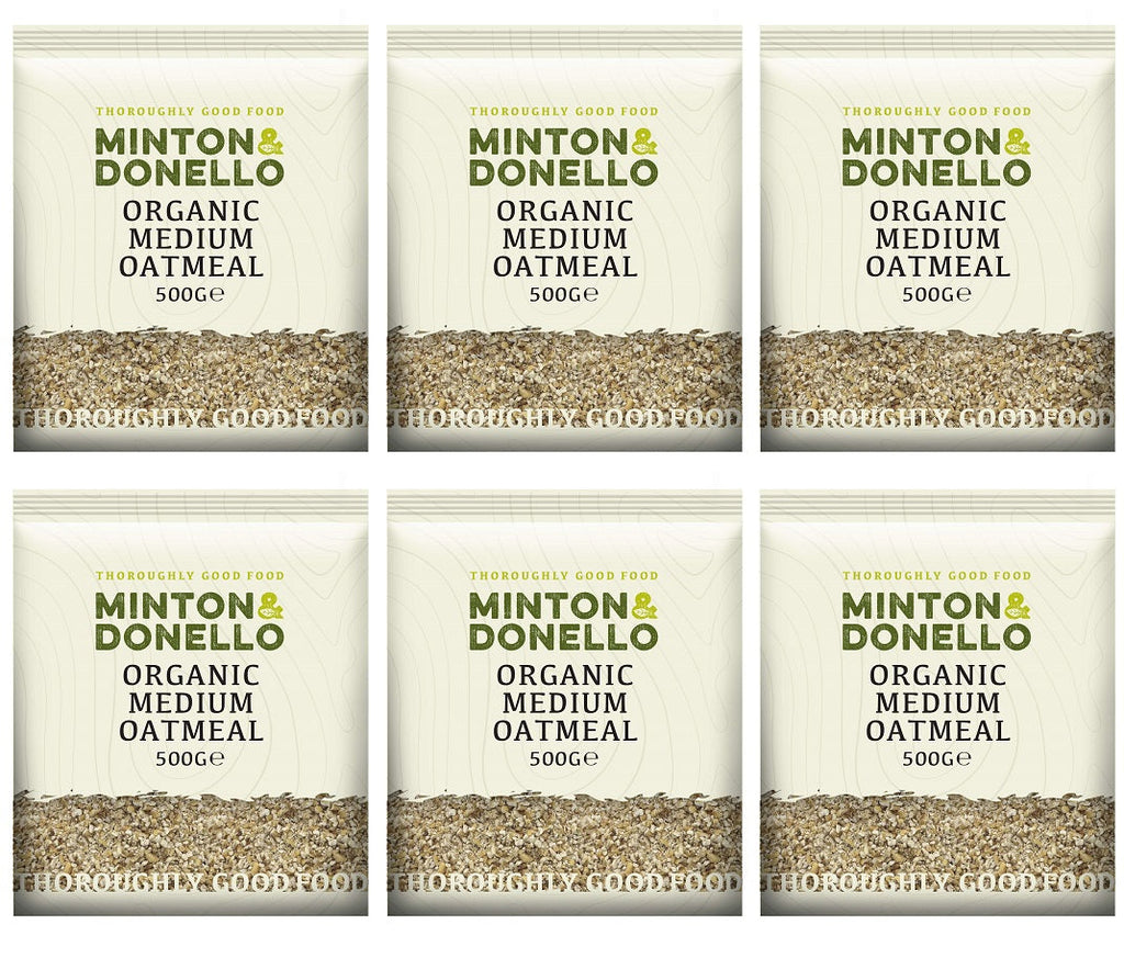 6 x Minton & Donello Organic Medium Oatmeal - 500g