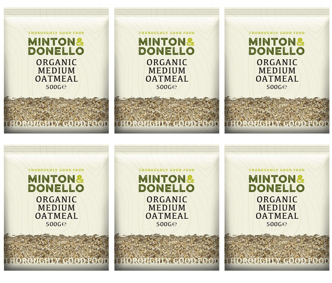 6 x Minton & Donello Organic Medium Oatmeal - 500g