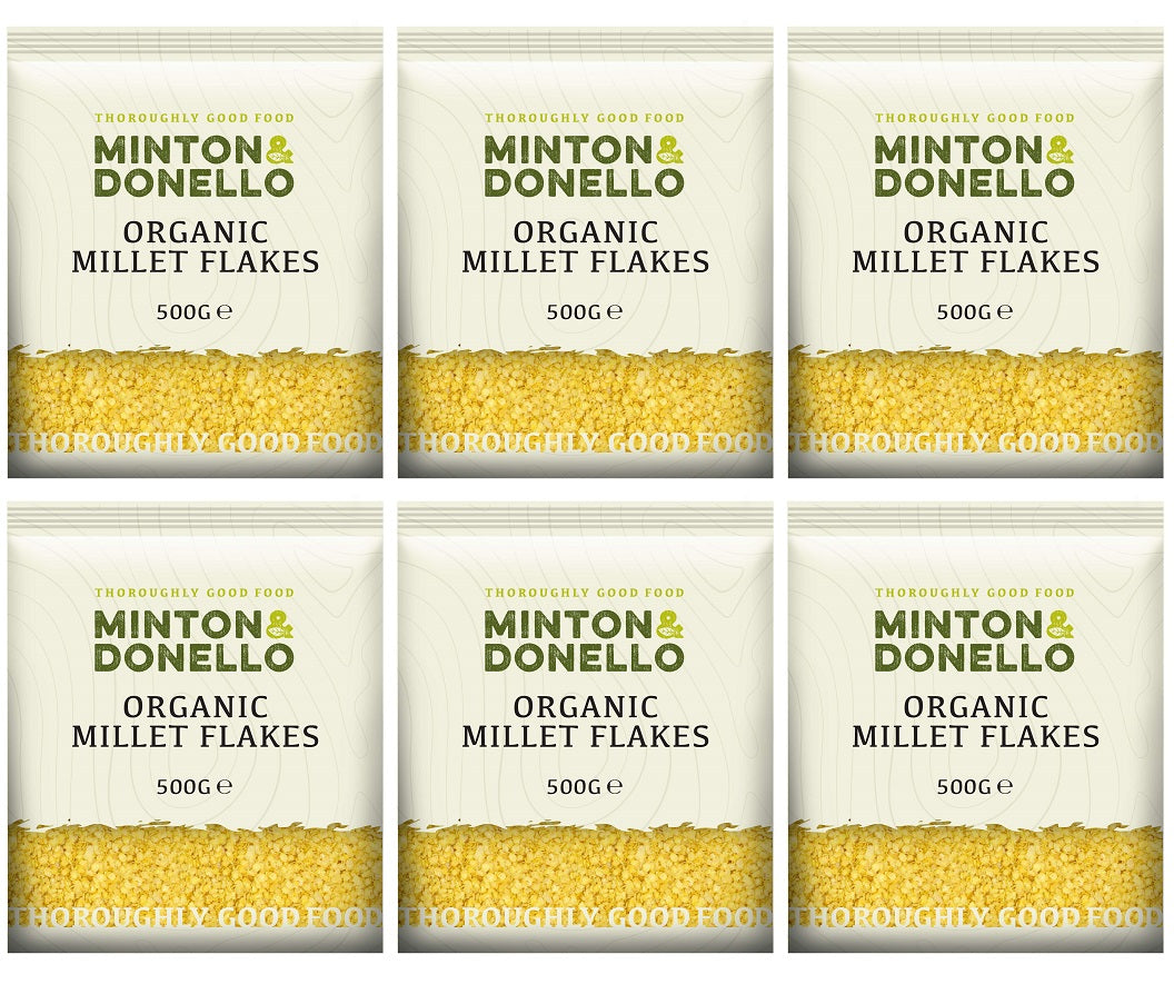 6 x Minton & Donello Organic Millet Flakes - 500g