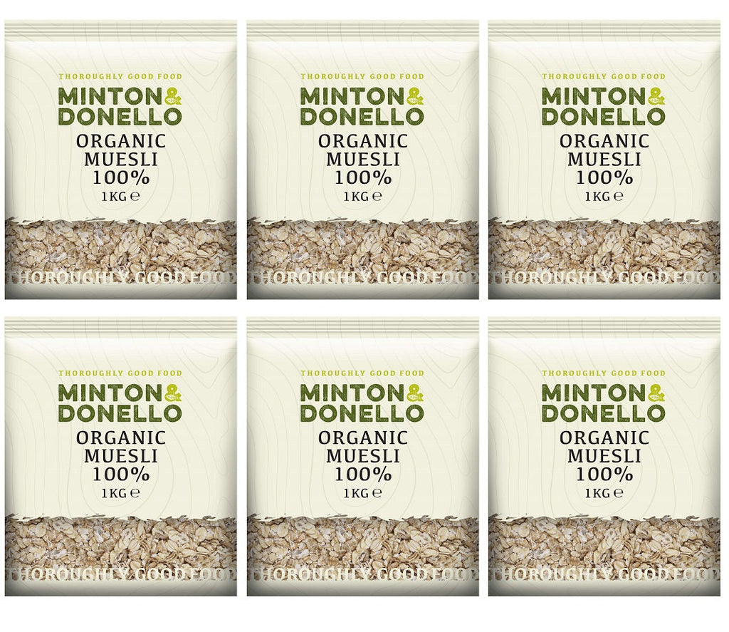 6 x Minton & Donello Organic Muesli 100% Organic - 1000g