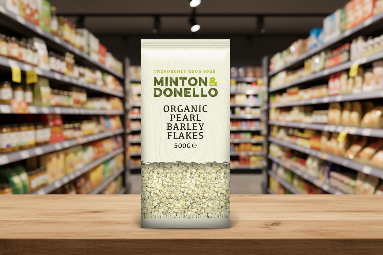6 x Minton & Donello Organic Pearl Barley Flakes - 500g