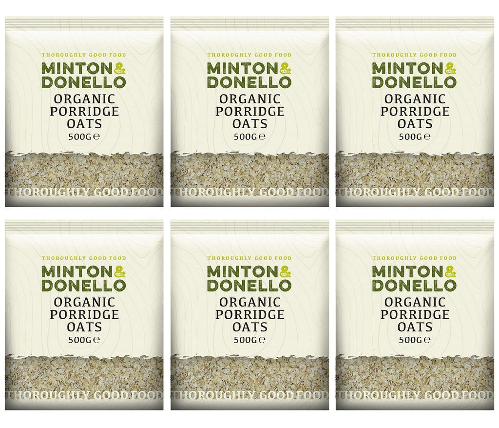 6 x Minton & Donello Organic Porridge Oats - 500g