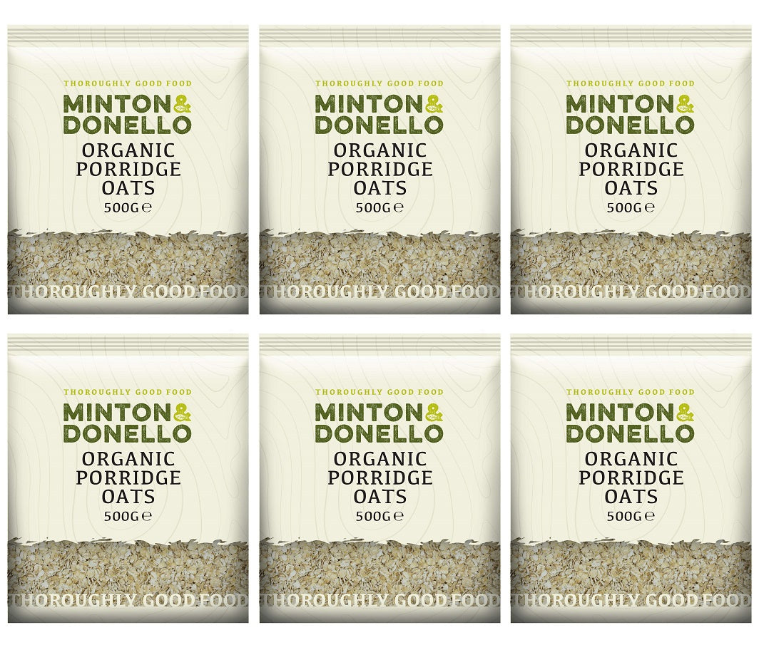 6 x Minton & Donello Organic Porridge Oats - 500g