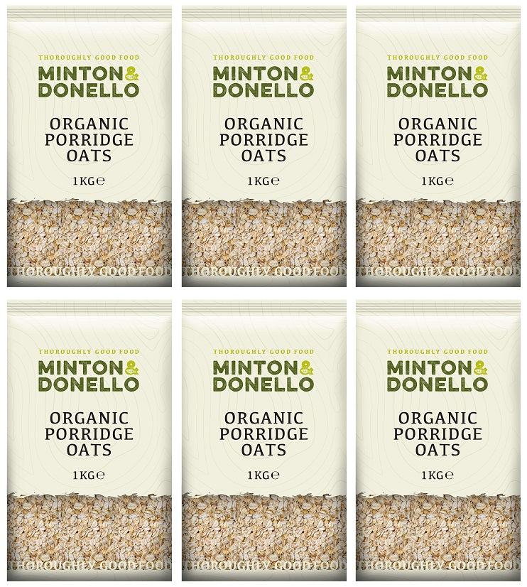 6 x Minton & Donello Organic Porridge Oats - 1000g
