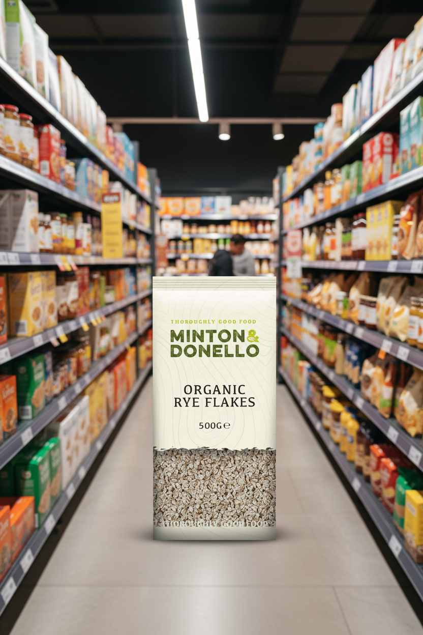 6 x Minton & Donello Organic Rye Flakes - 500g