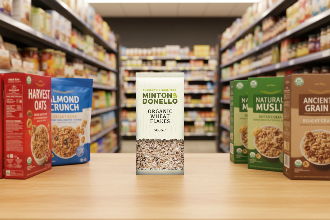 6 x Minton & Donello Organic Wheat Flakes - 500g