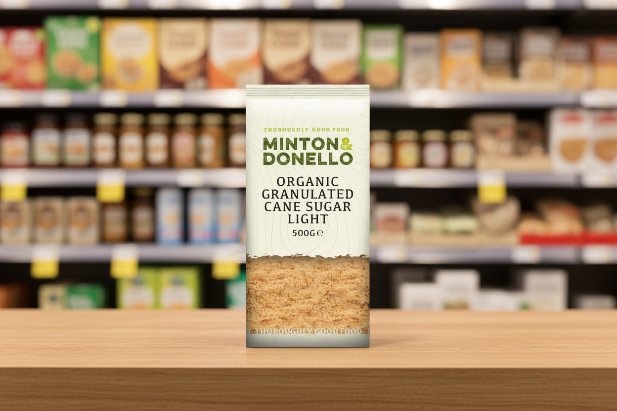6 x Minton & Donello Org Granulated Cane Sugar Light - 500g