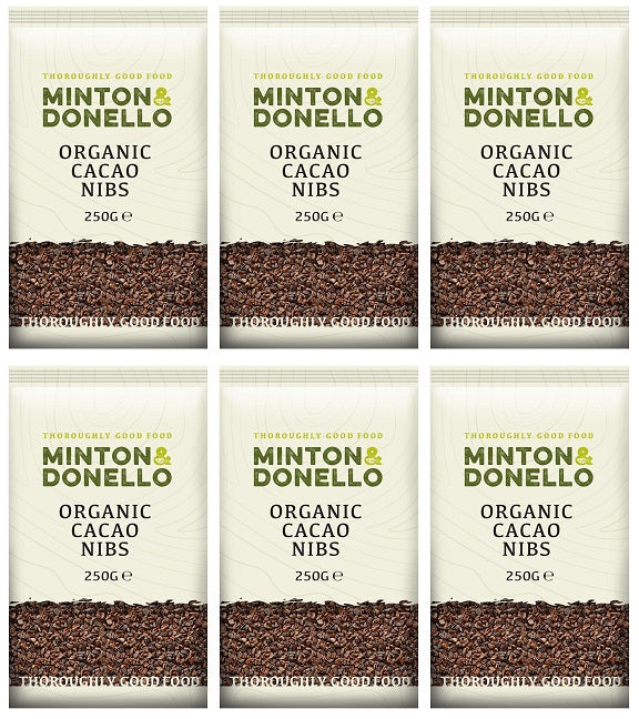 6 x Minton & Donello Cacao Nibs (Raw, Organic) - 250g
