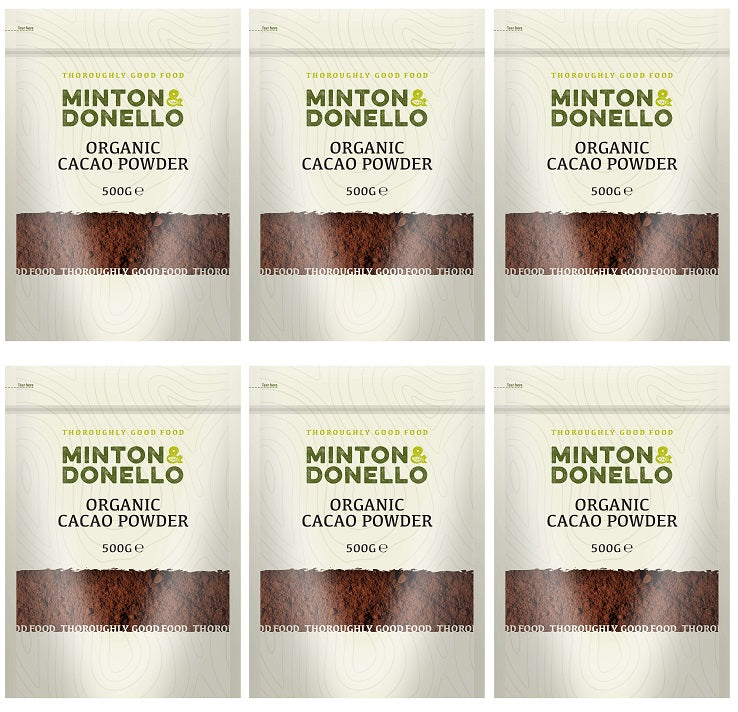 6 x Minton & Donello Org Cacao Powder - 500g