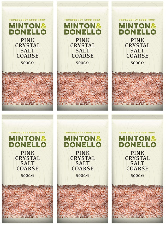 6 x Minton & Donello Pink Crystal Salt Coarse - 500g