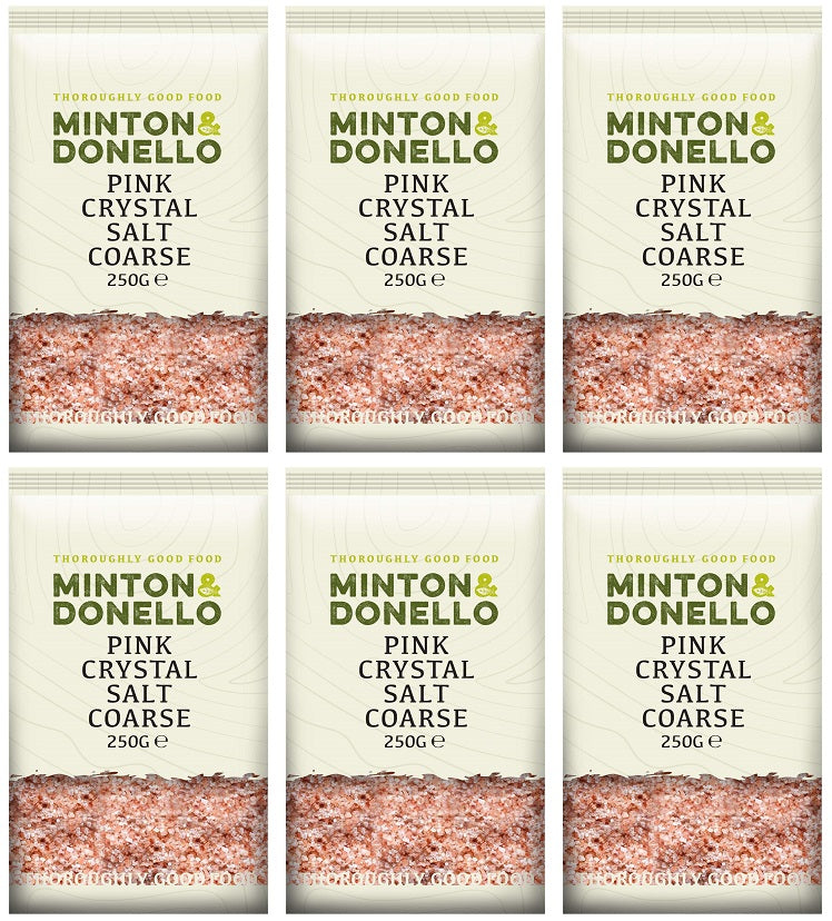6 x Minton & Donello Pink Crystal Salt Coarse - 250g