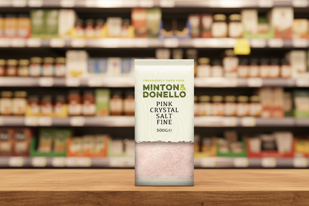 6 x Minton & Donello Pink Crystal Salt Fine - 500g