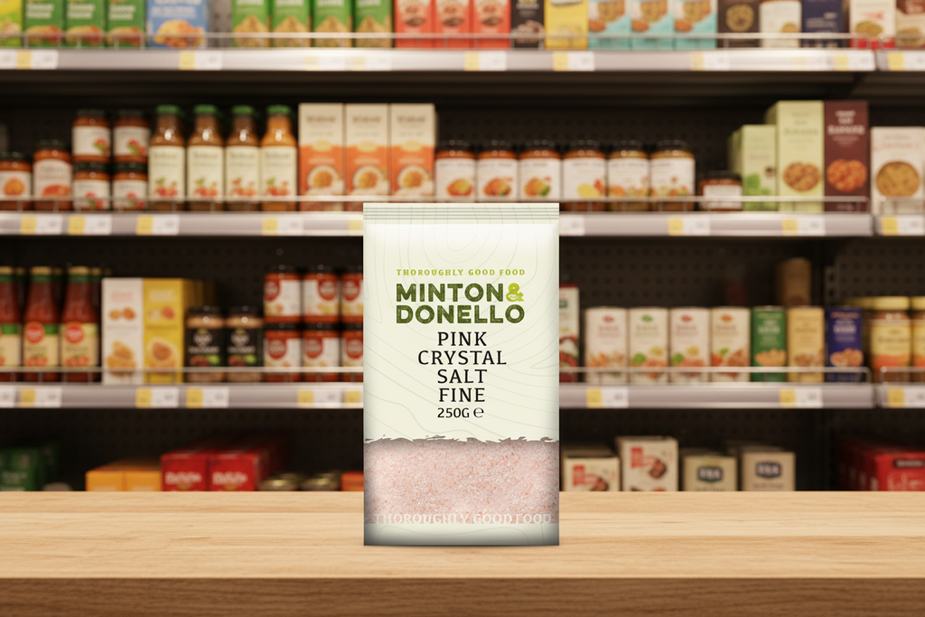 6 x Minton & Donello Pink Crystal Salt Fine - 250g