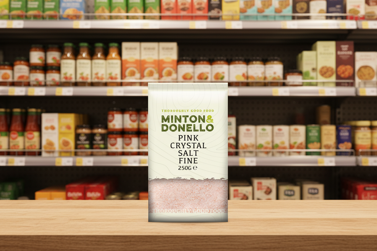 6 x Minton & Donello Pink Crystal Salt Fine - 250g